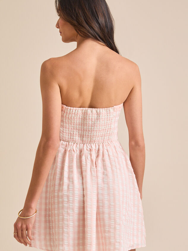 Britt Gingham Strapless Mini Dress Detail 4 - TULLABEE