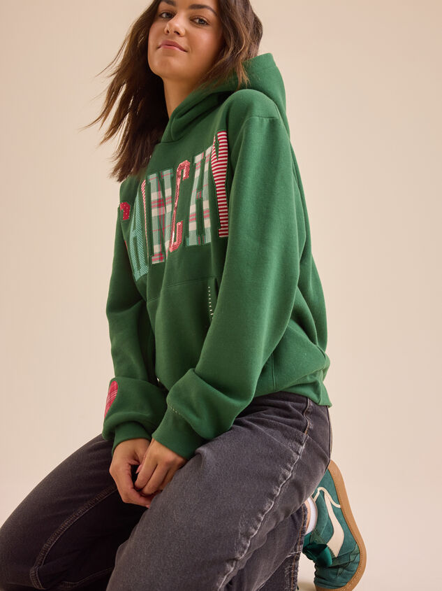 Grinchy Patchwork Hoodie Detail 3 - TULLABEE