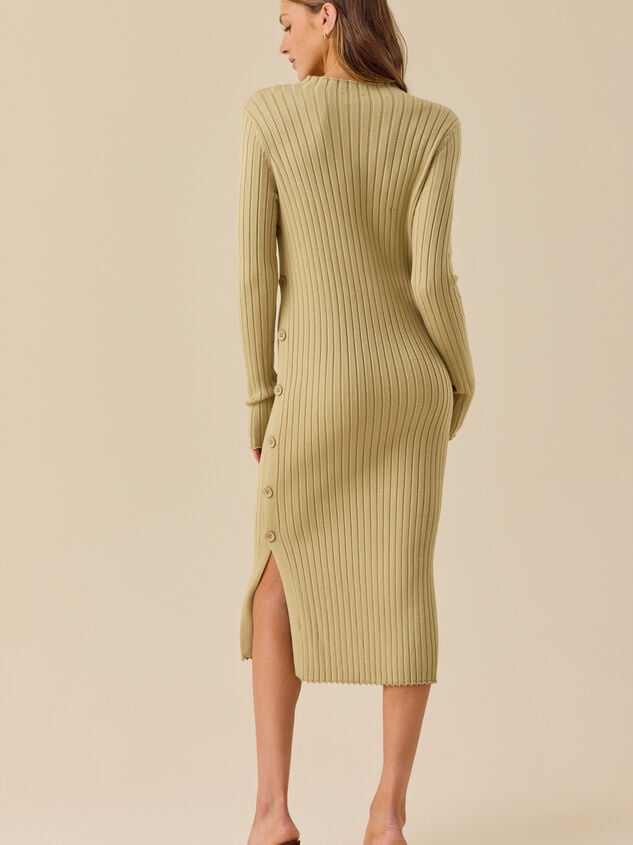 Charlie Side Button Sweater Midi Dress Detail 4 - TULLABEE