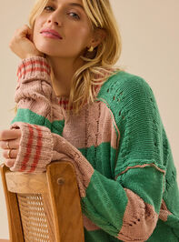 Cece Varsity Stripe Sweater Detail 2 - TULLABEE