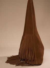 Millie Suede Fringe Tote Bag Detail 2 - TULLABEE