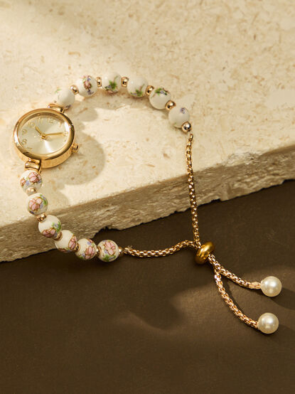 Painted Bead Pull Tie Watch - TULLABEE
