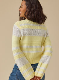 Suzanna Pointelle Striped Sweater Detail 5 - TULLABEE