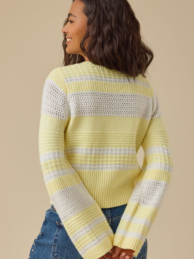 Suzanna Pointelle Striped Sweater Detail 5 - TULLABEE