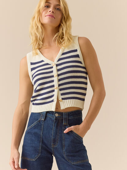 Londyn Stripe Sweater Vest - TULLABEE