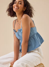 Lakin Babydoll Bow Strap Tank Detail 2 - TULLABEE