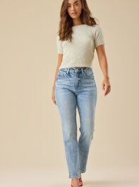 Cassandra Rhinestone Straight Leg Jeans - TULLABEE