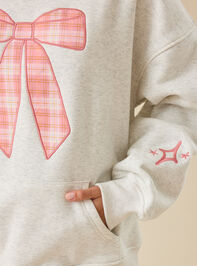 Plaid Bow Embroidered Sweatshirt Detail 2 - TULLABEE