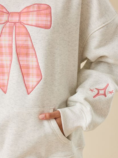 Plaid Bow Embroidered Sweatshirt - TULLABEE