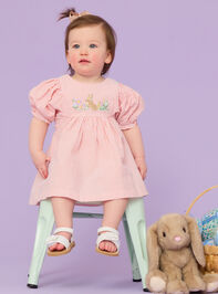 Kenzie Toddler Puff Sleeve Stripe Bunny Dress - TULLABEE