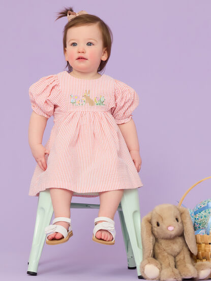 Kenzie Toddler Puff Sleeve Stripe Bunny Dress - TULLABEE