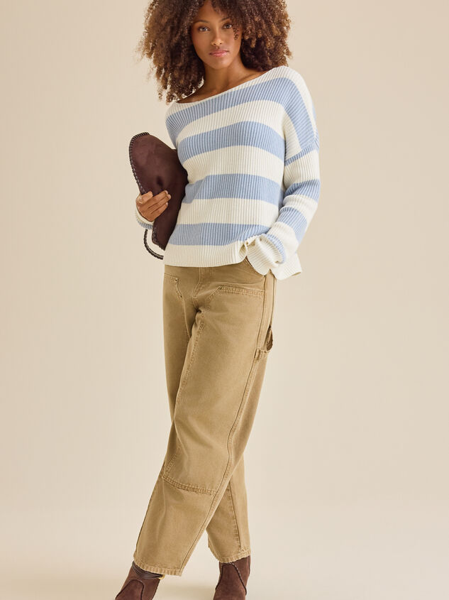 Mariah Striped Boatneck Sweater Detail 3 - TULLABEE