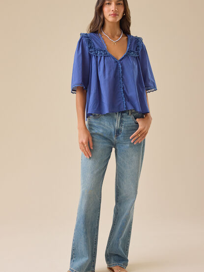 Regan Lace Trim Babydoll Top - TULLABEE