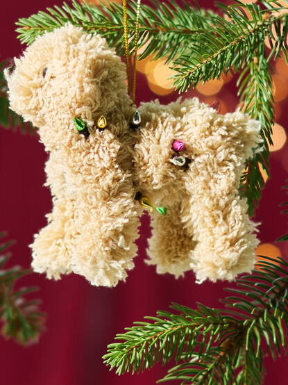 Blonde Furry Dog Christmas Ornament - TULLABEE