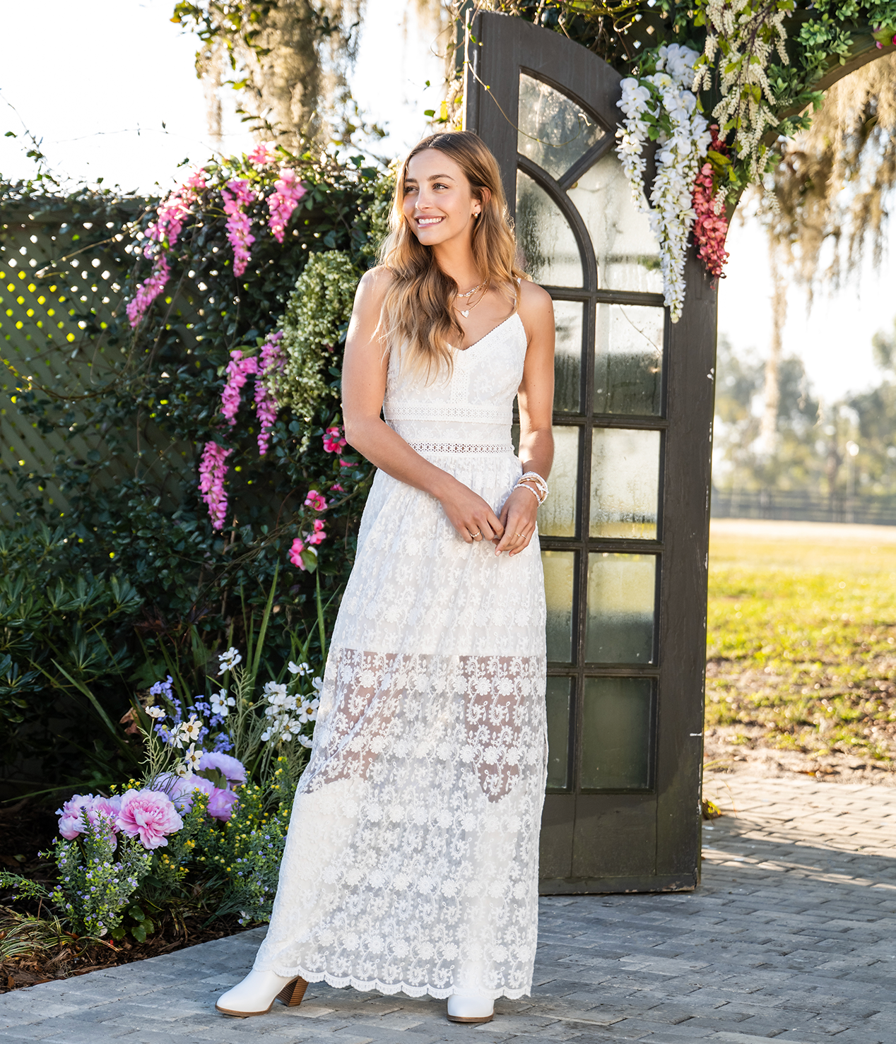 white lace maxi dress